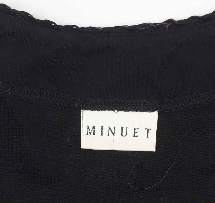 Minuet Womens Black Size 12 Scoop Neck 3/4 Sleeve Stretch Blouse