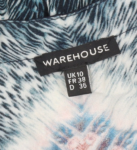 Warehouse Women’s Multicoloured UK 10 Wrap Dress Boho V-Neck