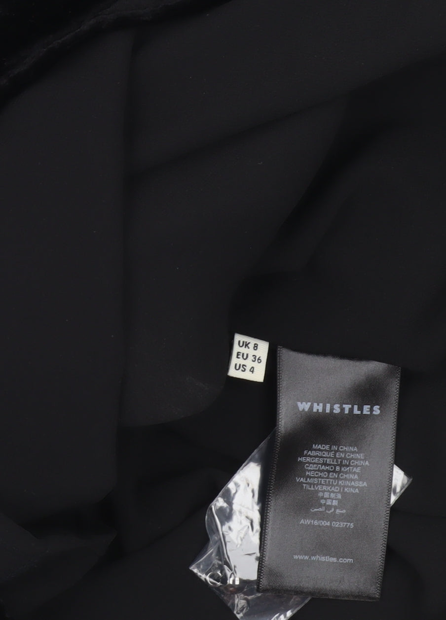 Whistles Women Black Velvet Shift Dress Size 8 Cold Shoulder