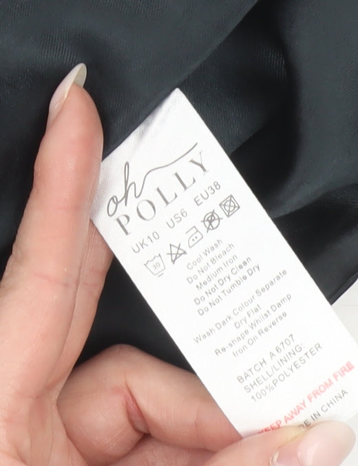 Oh Polly Womens Black Size 10 Strapless Cropped Satin Top Partywear