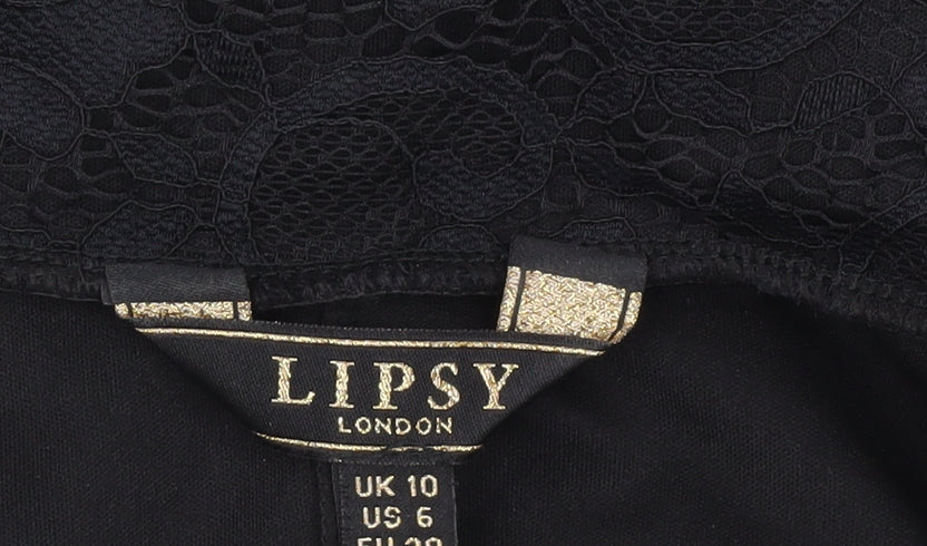 Lipsy Women’s Black Lace Off Shoulder Sheath Dress Size 10
