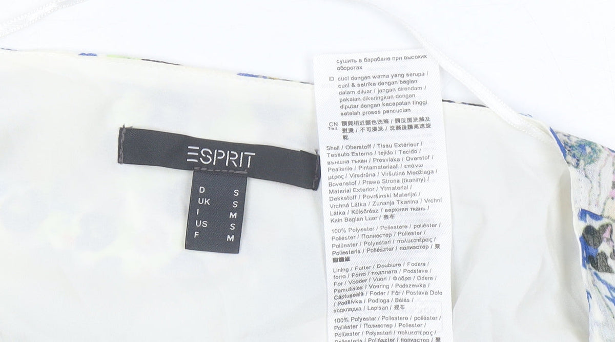 ESPRIT Womens Multicoloured Floral Chiffon Blouse S V-Neck Long Sleeve