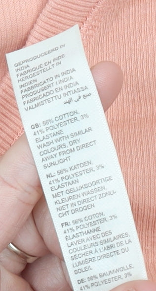 FatFace Womens Pink V-Neck Cotton Blend Jumper Size 12