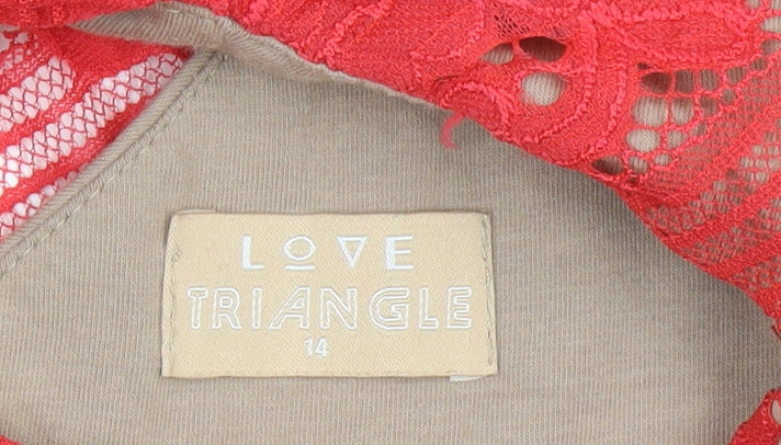 Love Triangle Women’s Red Lace Bodycon Hi-Low Halter Dress Size 14