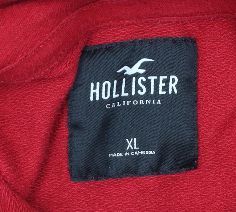 Hollister Men’s Red Pullover Hoodie XL Logo Fleece Casual