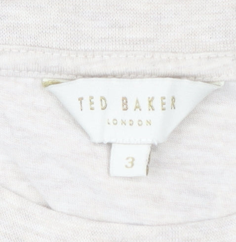 Ted Baker Women’s Beige Cotton Blend Crew Neck T-Shirt Size 12