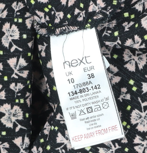 Next Womens Black Floral A-Line Knee Length Dress Size 10
