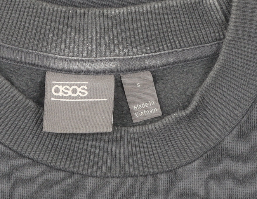 ASOS Men’s Grey Pullover Sweatshirt Size S Crew Neck Fleece Cotton