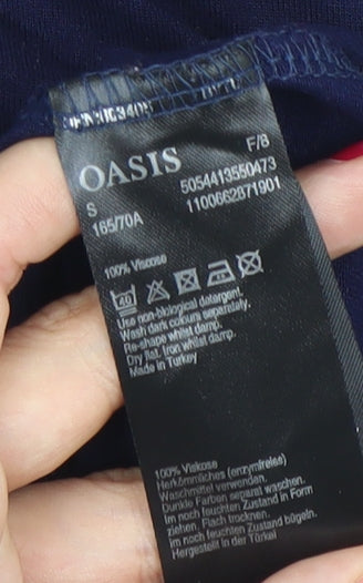 Oasis Womens Blue Hello Goodbye T-Shirt Size S Regular Fit Casual