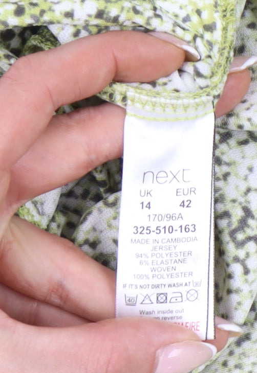 Next Womens Green Floral Long Sleeve Blouse Size 14