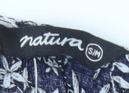 Natura Womens Blue Floral Rayon Off Shoulder Tunic Blouse S