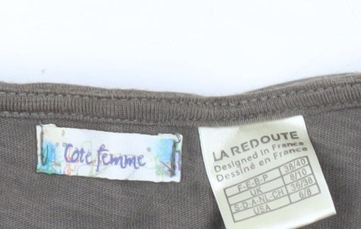 La Redoute Women’s Brown Cotton Ruffle Open Jacket Size 10