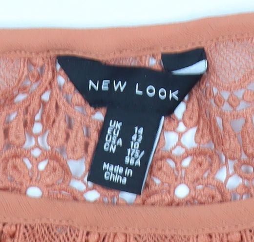 New Look Women’s Orange Crochet Off Shoulder Blouse UK 14