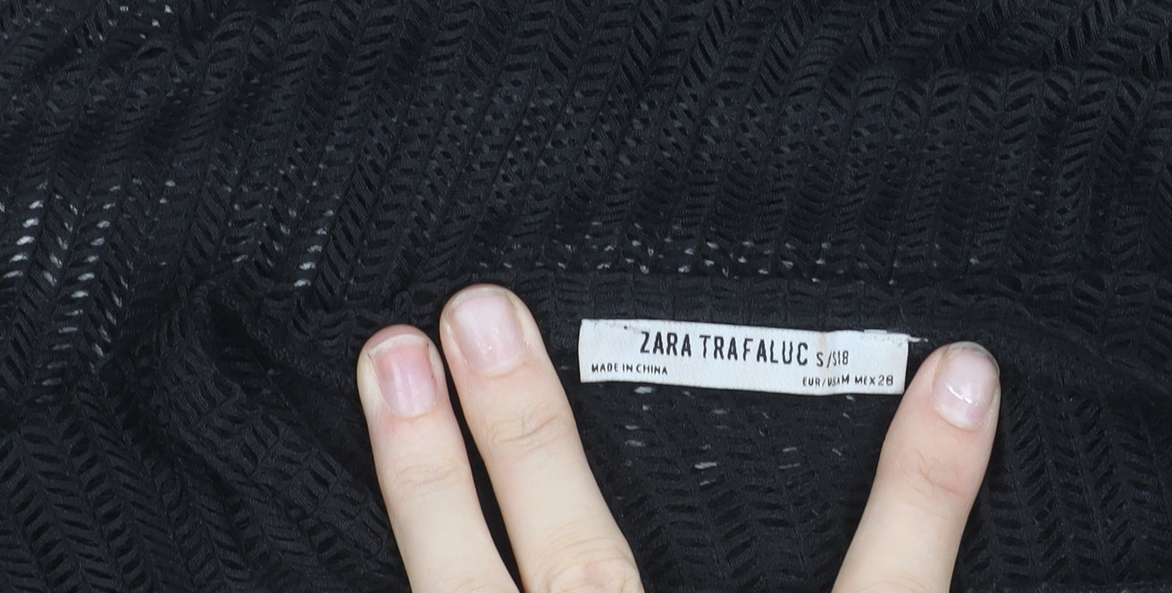 Zara Trafaluc Women’s Black Mesh Long Sleeve Blouse Size 10
