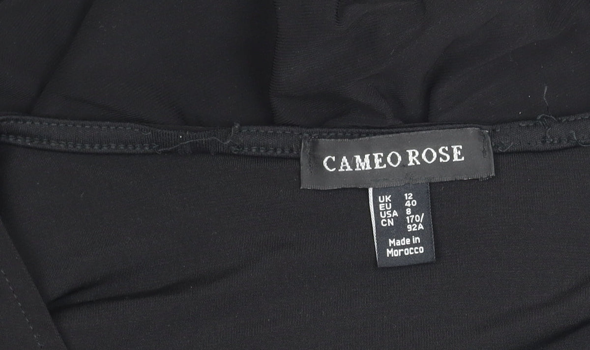 Cameo Rose Women's Black Wrap Dress Size 12 Long Sleeve V-Neck