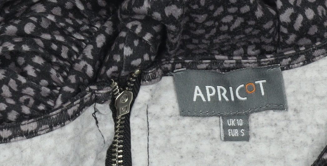 Apricot Women’s Black Animal Print Skater Dress UK 10 Knee Length