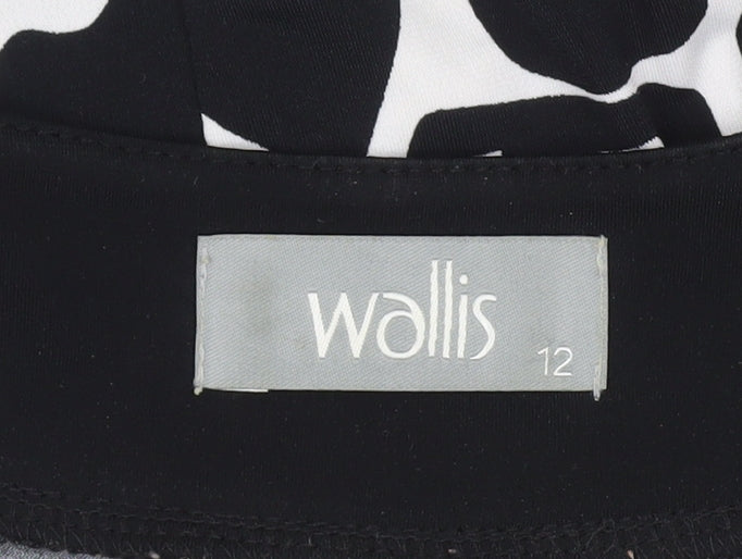 Wallis Women’s Black White Geometric A-Line Dress Size 12