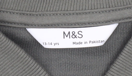 Marks & Spencer Boys Green 13-14 Yrs Track Jacket Full Zip Casual