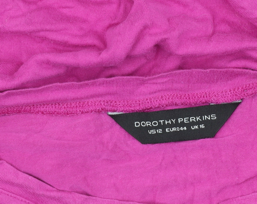 Dorothy Perkins Women’s Pink Size 16 Long Sleeve Jersey Top