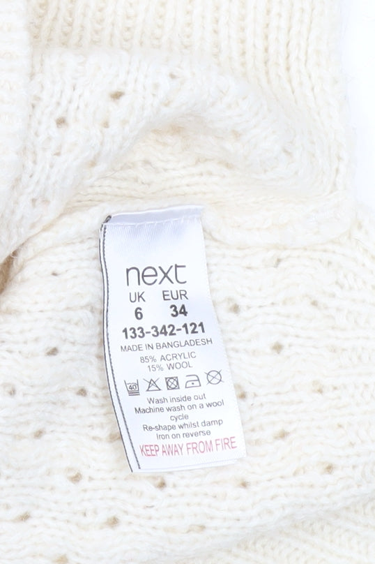 Next Womens Beige Red Brown Size 6 Cable Knit Pullover Jumper