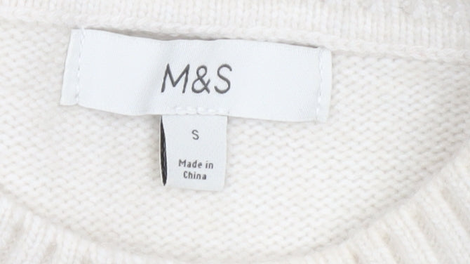 Marks & Spencer Womens Ivory Star Jumper Pullover Small Wool Blend