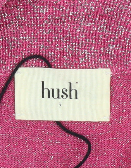 Hush Womens Pink Glitter Collared Polo Top Short Sleeve Size S