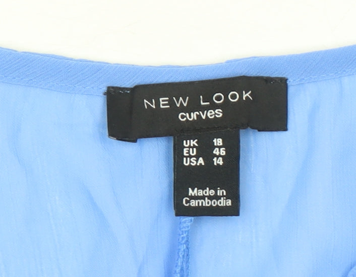 New Look Women Blue Size 18 Plus Midi A-Line Dress