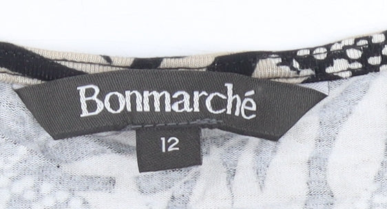 Bonmarché Womens Black Tropical Floral Print T-Shirt Size 12