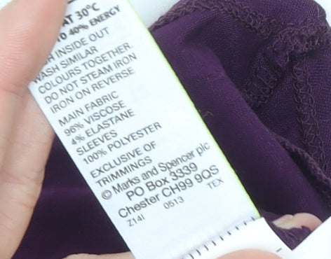 Marks & Spencer Women’s Purple Beaded Tunic Blouse UK 12 Long Sleeve