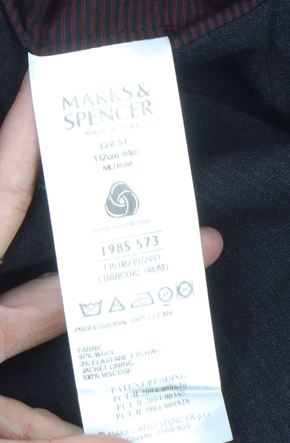 Marks & Spencer Men’s Grey Wool Blend Blazer Jacket 44 M