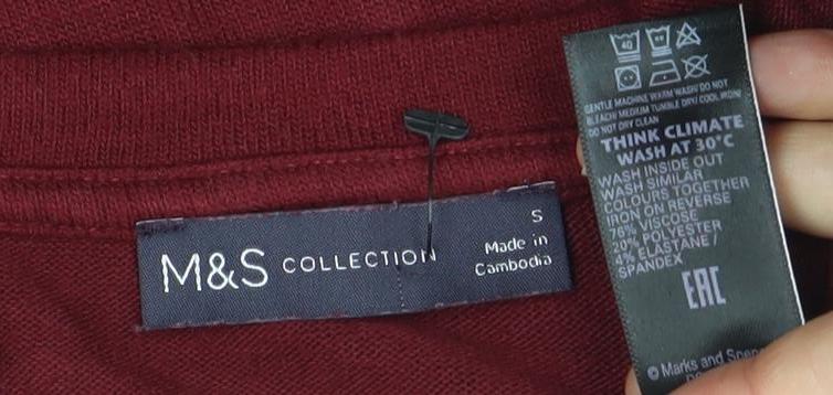 Marks & Spencer Womens Red Basic Short Sleeve T-Shirt S
