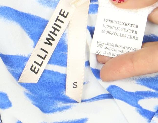 Elli White Women’s Blue Long Wrap Dress Size S V-Neck Party