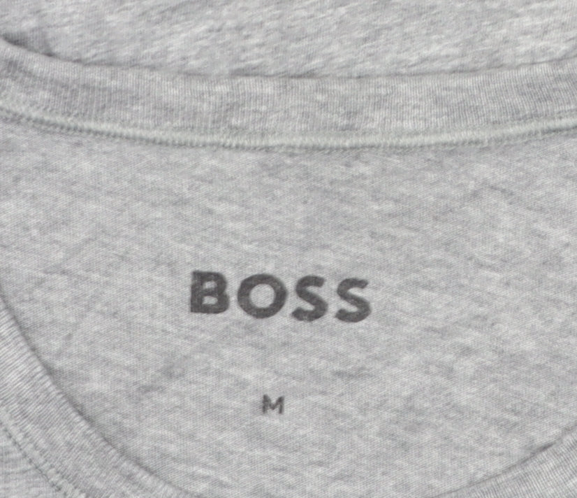 BOSS Mens Grey Cotton Crew Neck Short Sleeve T-Shirt M