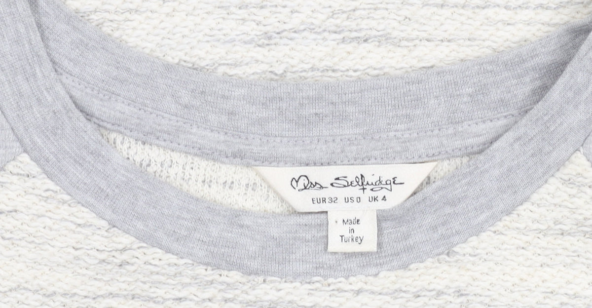 Miss Selfridge Women’s White Grey Short T-Shirt Dress Size 4