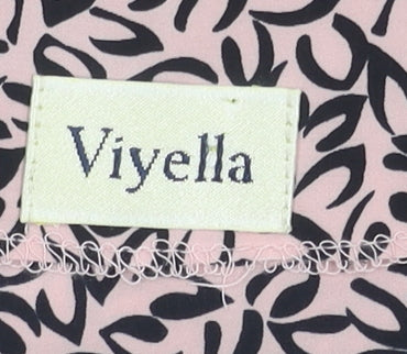 Viyella Women’s Pink Floral Button Blouse UK 12 Short Sleeve