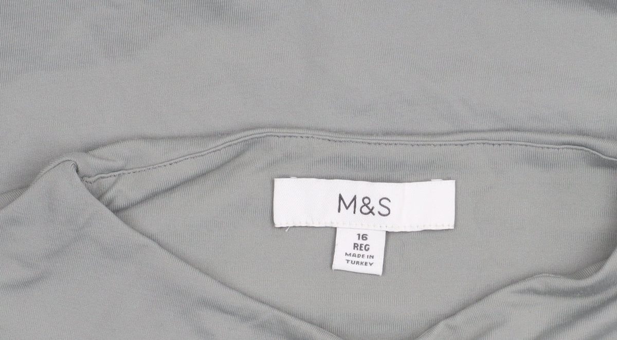 Marks & Spencer Womens Grey Size 16 Mock Neck Sleeveless Tank Top