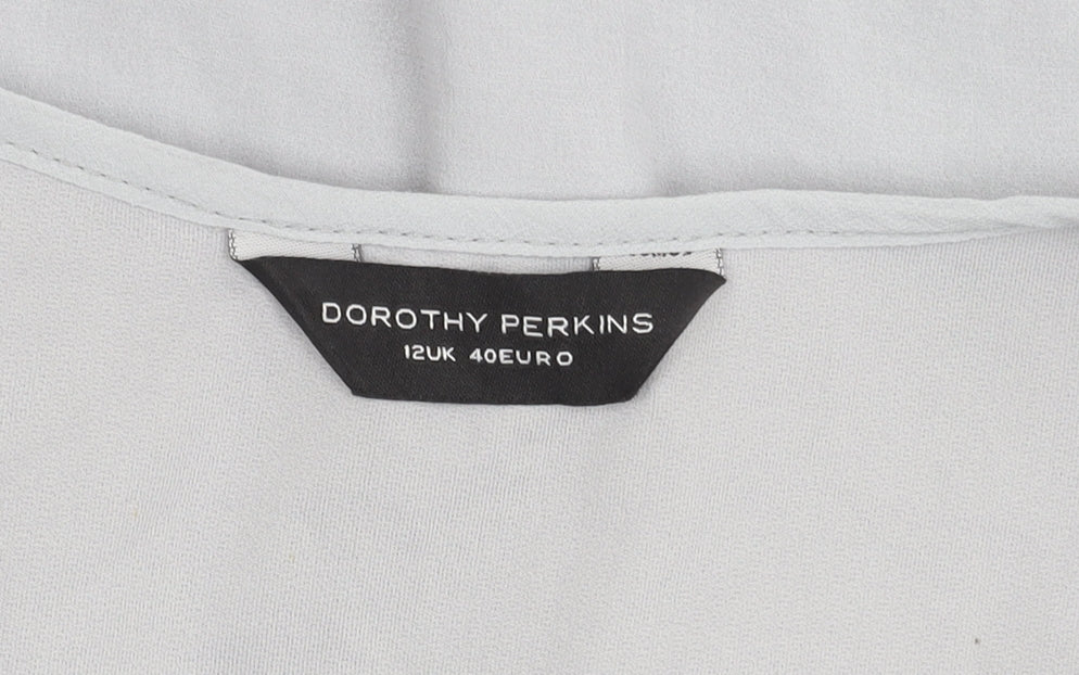 Dorothy Perkins Womens Grey Beaded Tank Top UK 12 Sleeveless Chiffon