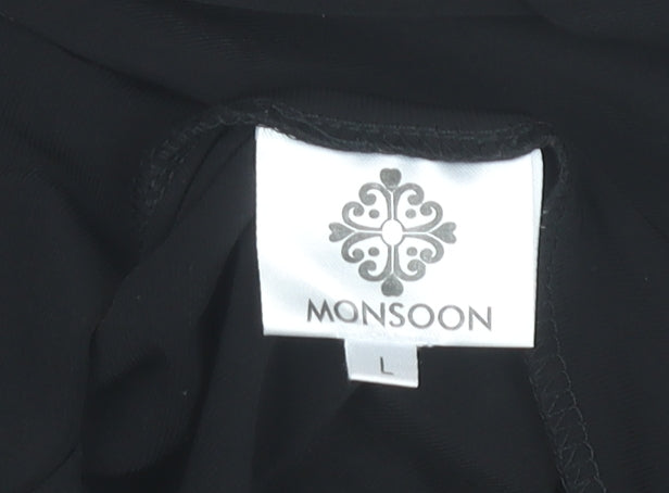 Monsoon Women’s Black L Slip Dress V-Neck Classic Knee Length