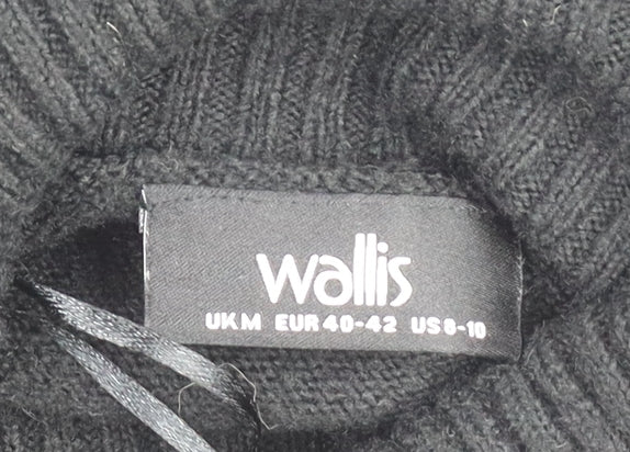 Wallis Women’s Black Roll Neck Knit Jumper Size M Long Sleeve