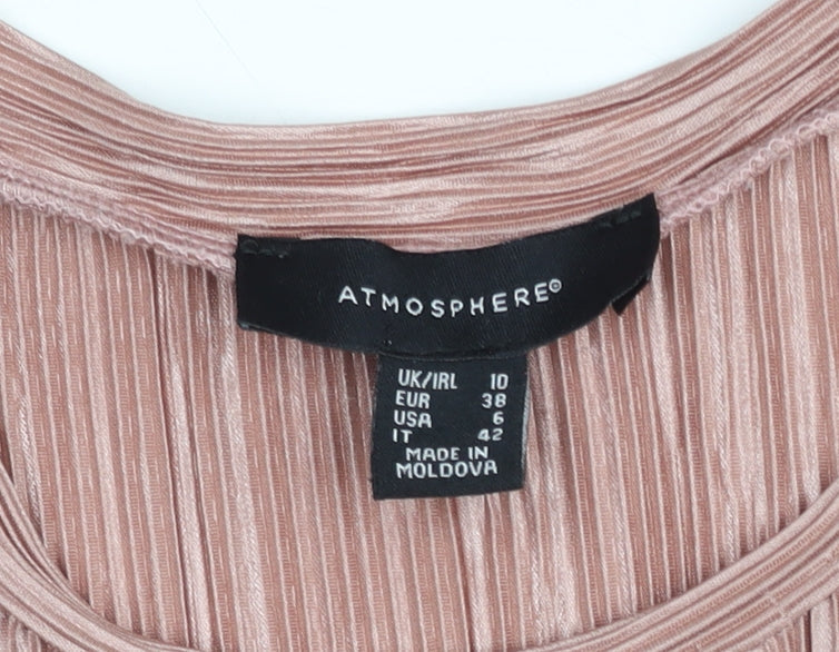 Brand and care label for Atmosphere Women Pink, size 10, Short Sleeve Velour T-Shirt
