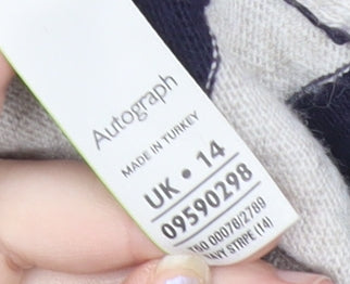Marks & Spencer Women’s Beige Striped Jumper UK 14 Scoop Neck