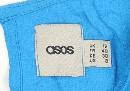ASOS Women’s Blue Short Sleeve Embroidered Playsuit Size 12