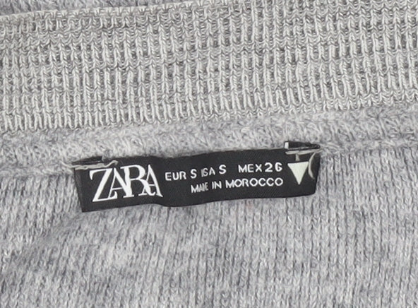 Zara Women’s Grey S V-Neck Button Knit Cardigan Jumper