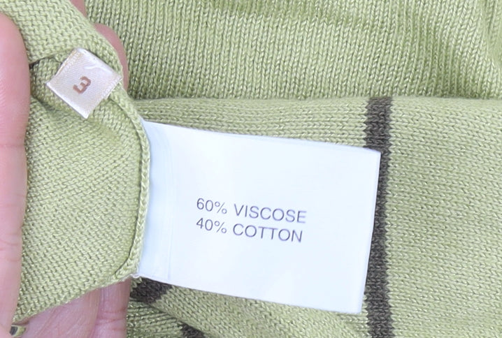 Elvi Womens Green Striped Knit Pullover Jumper Size 16