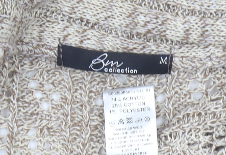 Bonmarché Womens Beige Open Knit Cardigan M Regular