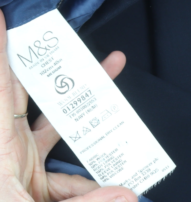 Marks & Spencer Men’s Blue 40in Wool Blend Blazer Jacket