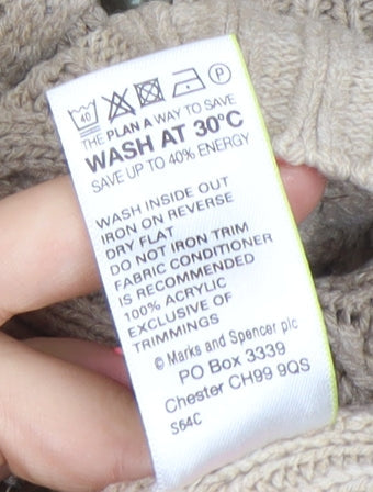Marks & Spencer Women’s Beige Cardigan Size 12 Scoop Neck Knit