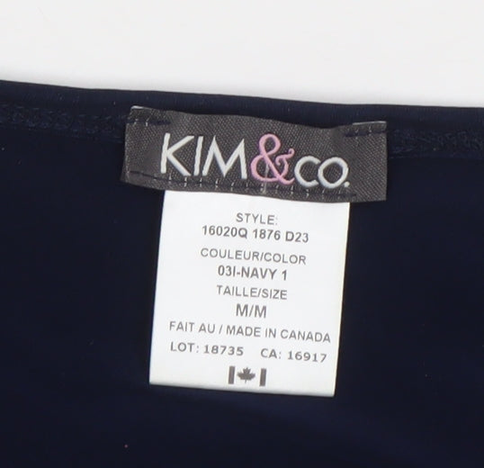Kim & Co Womens Blue M Shirt Dress V-Neck 3/4 Sleeve Casual Workwear