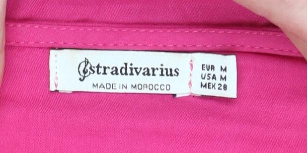 Stradivarius Women’s Pink Knee Length Puff Sleeve Shift Dress UK 10