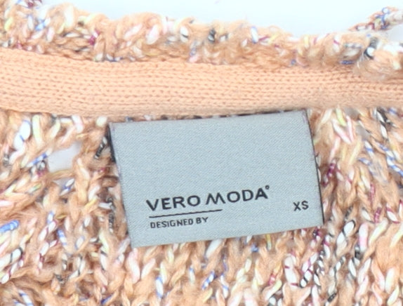 Vero Moda Womens Orange Chunky Knit Jumper XS Scoop Neck Long Sleeve